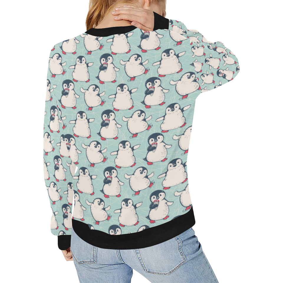 Cute Penguin pattern Women's Crew Neck Sweatshirt