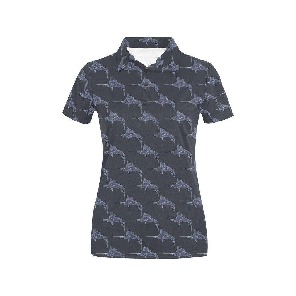 Swordfish Pattern Print Design 03 Women's All Over Print Polo Shirt