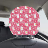 Maneki neko cat sakura pink background Car Headrest Cover