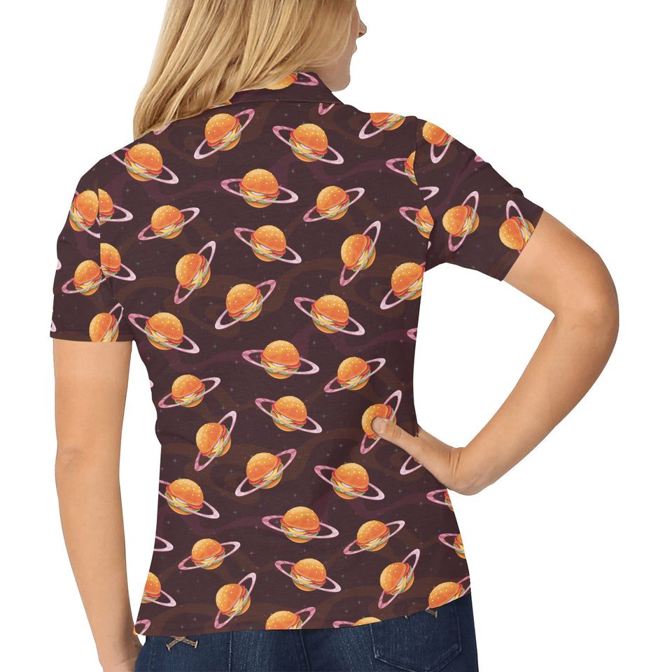 Hamburger Pattern Print Design 05 Women's All Over Print Polo Shirt