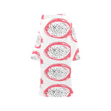 Hand drawn dragon fruit Blanket Robe with Sleeves