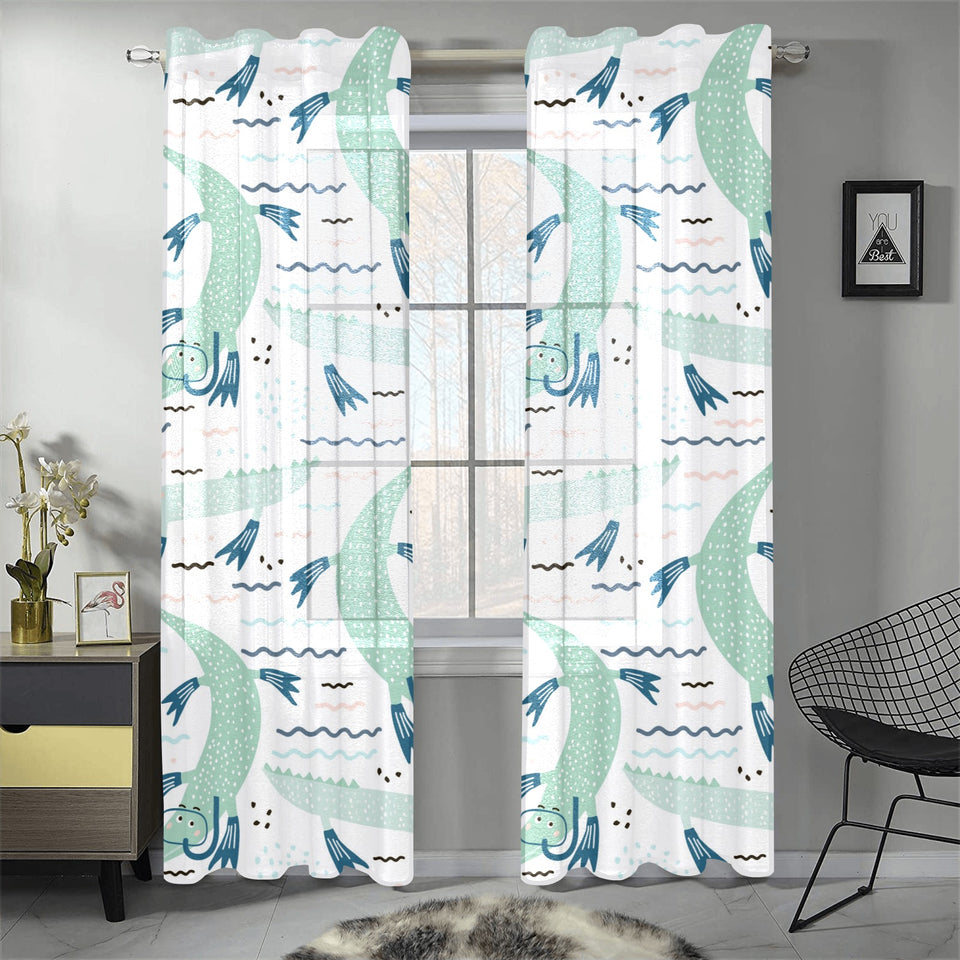 Crocodile diver pattern Gauze Curtain