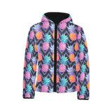 Pineapples pattern zigzag background Kids' Boys' Girls' Padded Hooded Jacket