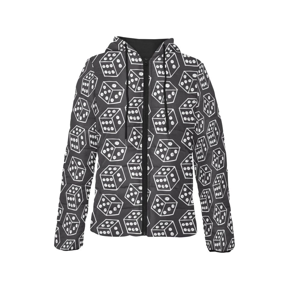 Dice Pattern Print Design 01 Women's Padded Hooded Jacket