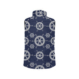 nautical steering wheel design pattern Men's Padded Vest