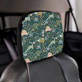 dinosaurs tropical leaves flower pattern Car Headrest Cover