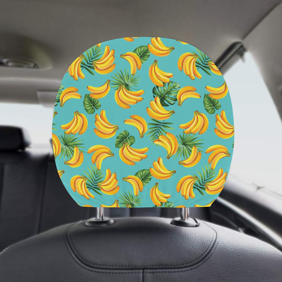 Banana Palm Leaves pattern background Car Headrest Cover