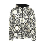 Gear Pattern Print Design 02 Men's Padded Hooded Jacket