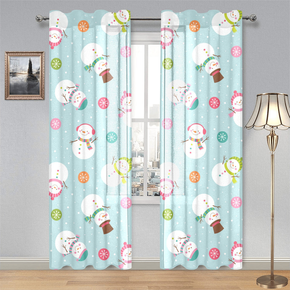 Cute snowman snowflake pattern Gauze Curtain