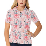 Octopus winter hat garland Fish candy Seaweed Cora Women's All Over Print Polo Shirt