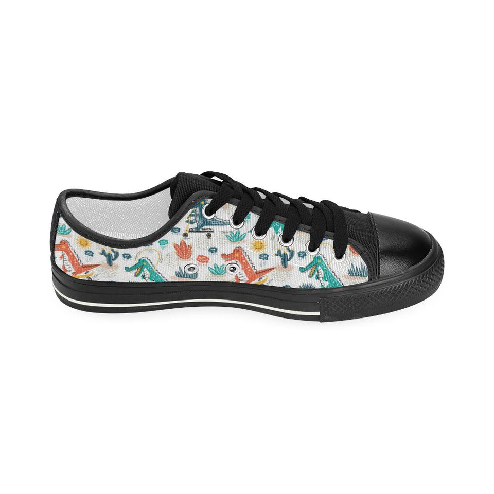 Cute Crocodile Pattern Kids' Boys' Girls' Low Top Canvas Shoes Black