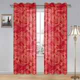 Gold dragons red background Gauze Curtain