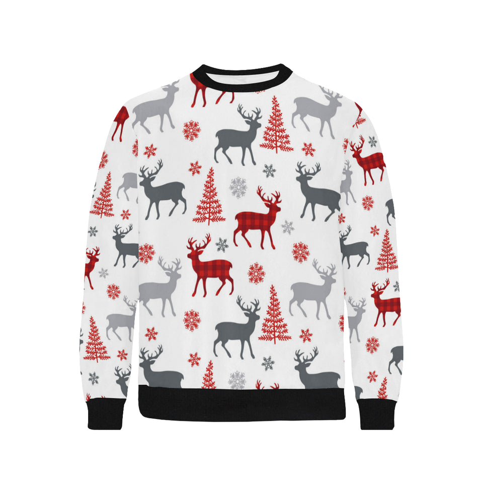 Deer tree snowflakes chrismas pattern Men's Crew Neck Sweatshirt