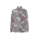 Spider web cobweb design color pattern Women's Long Sleeve Polo Shirt