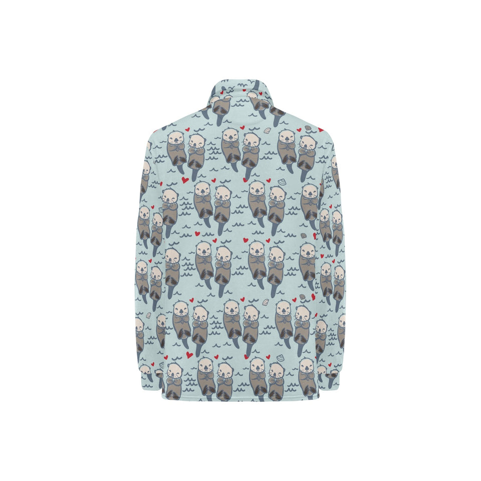 Lovely Sea Otter Pattern Women's Long Sleeve Polo Shirt
