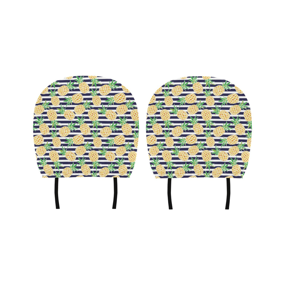 Pineapples pattern striped background Car Headrest Cover