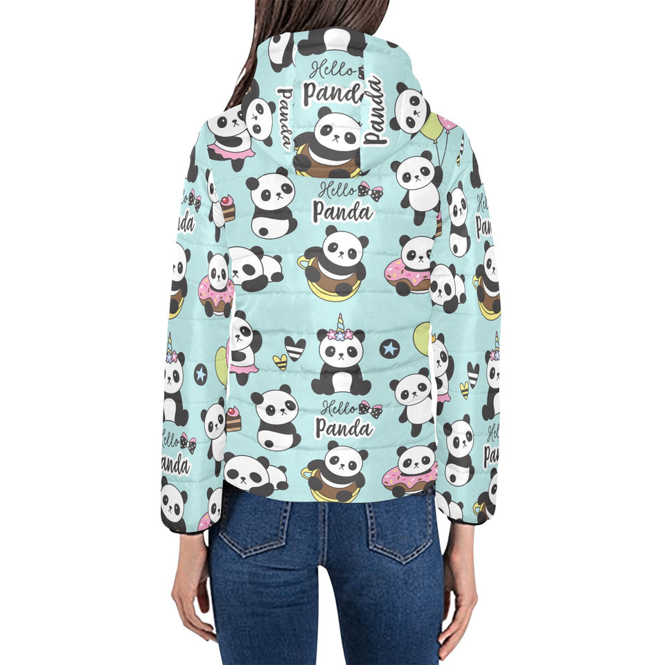 Cute baby panda pattern Women's Padded Hooded Jacket