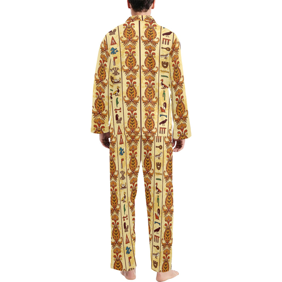 Egypt Hieroglyphics Pattern Print Design 04 Men's Long Pajama Set