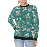 Koi Fish Carp Fish lotus pattern Women's Crew Neck Sweatshirt