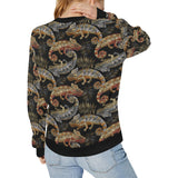 Chameleon lizard tropical leaves palm tree Women's Crew Neck Sweatshirt