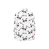 Hand Drawn faces of pandas pattern Women's Long Sleeve Polo Shirt