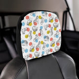 Siberian husky and colorful circle pattern Car Headrest Cover