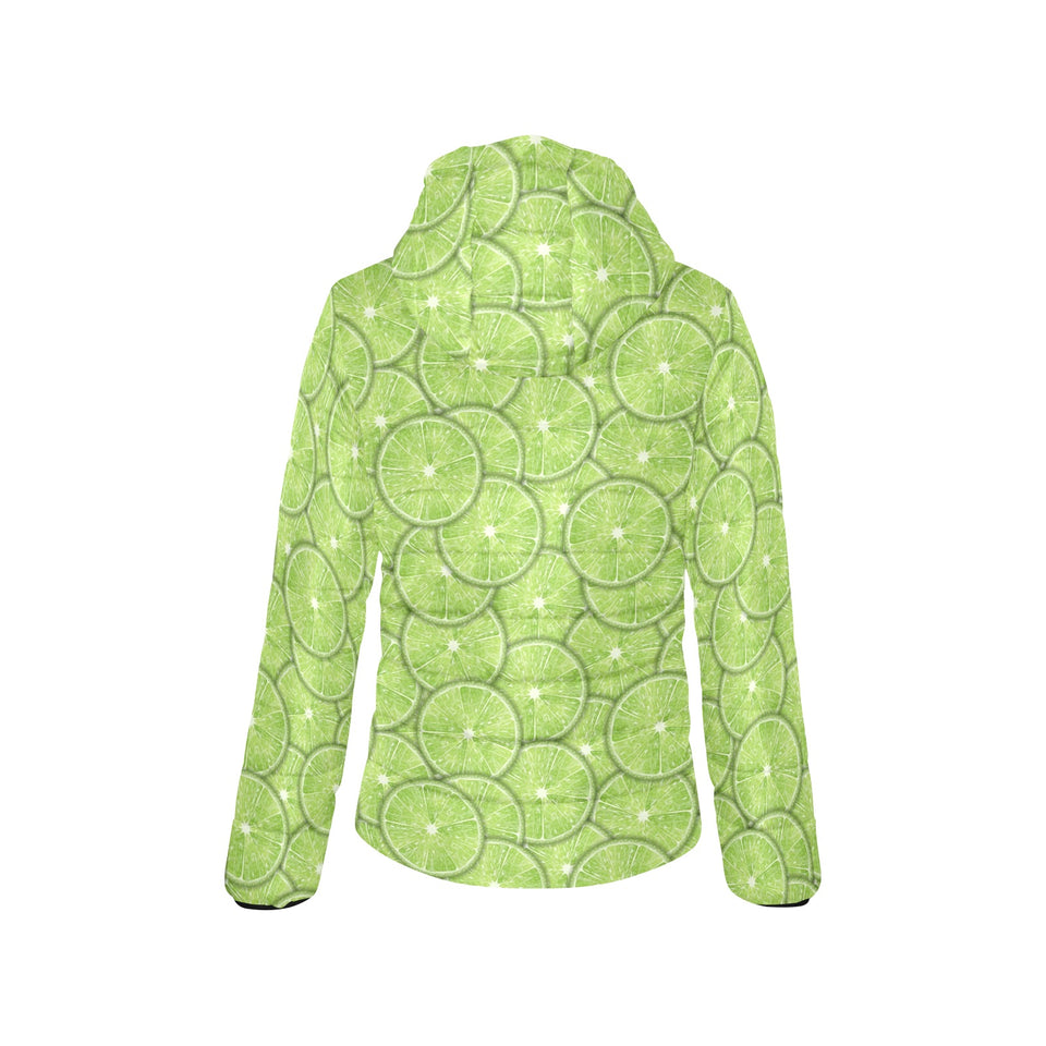 Slices of Lime pattern Women's Padded Hooded Jacket