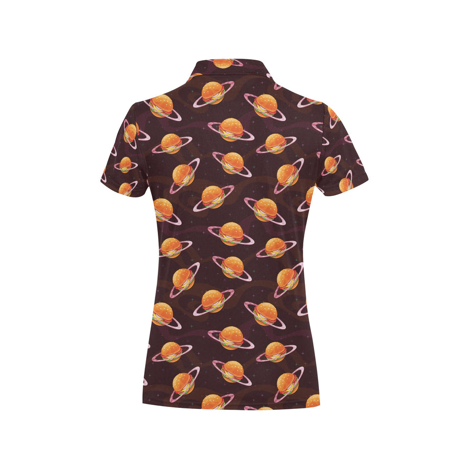 Hamburger Pattern Print Design 05 Women's All Over Print Polo Shirt