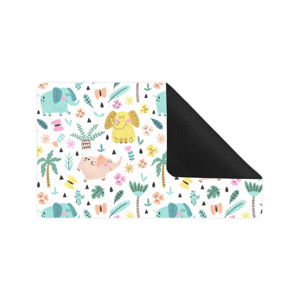 Cute elephants palm tree flower butterfly pattern Doormat