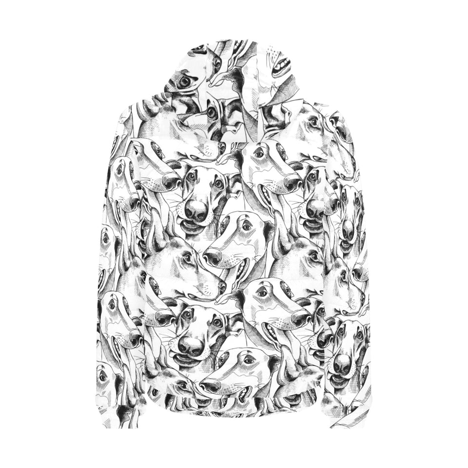 Greyhound Pattern Print Design 01 Men's Padded Hooded Jacket