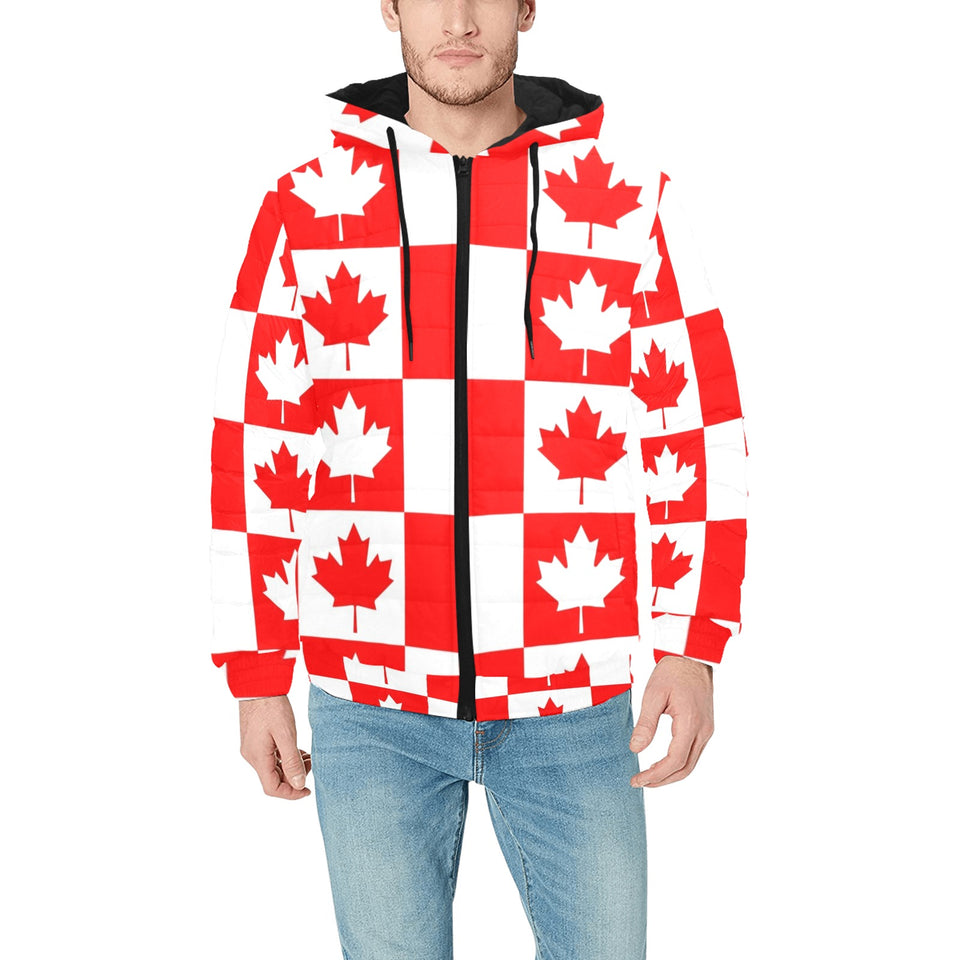 Canada Pattern Print Design 05 Men's Padded Hooded Jacket