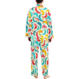 Colorful moon pattern Men's Long Pajama Set