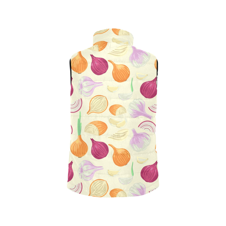 Onion garlic white red pattern Men's Padded Vest
