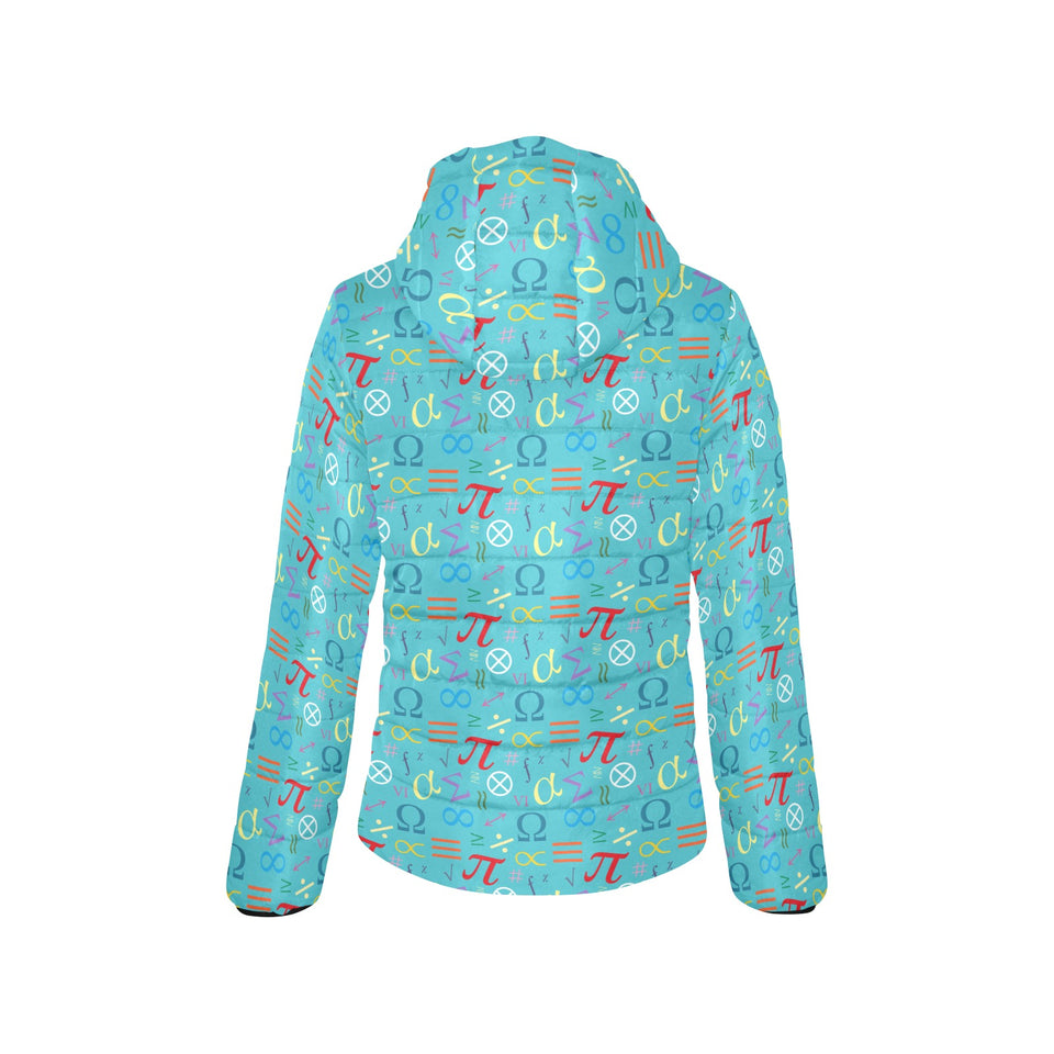 Math Pattern Print Design 02 Women's Padded Hooded Jacket