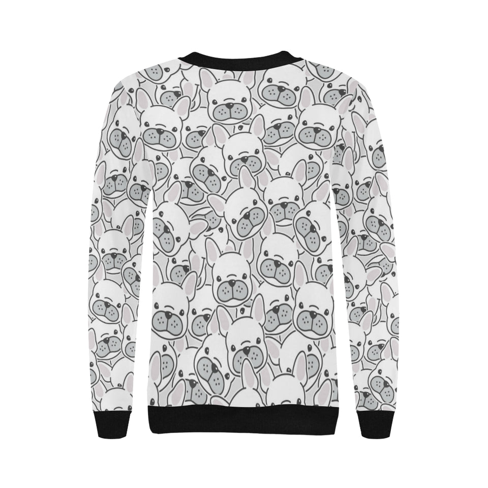 Cute french bulldog head pattern Women's Crew Neck Sweatshirt