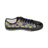 Passion fruit blue background Kids' Boys' Girls' Low Top Canvas Shoes Black
