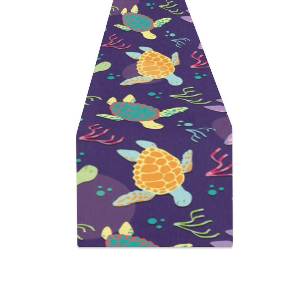 Colorful sea turtle pattern Table Runner