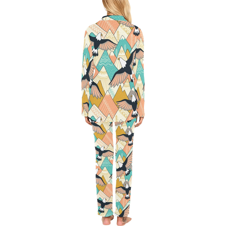 Eagle Pattern Print Design 02 Women's Long Pajama Set