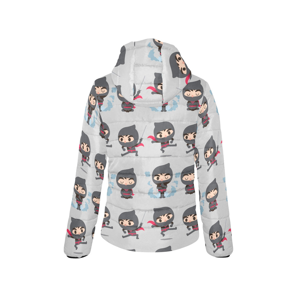 Cute ninja pattern Women's Padded Hooded Jacket