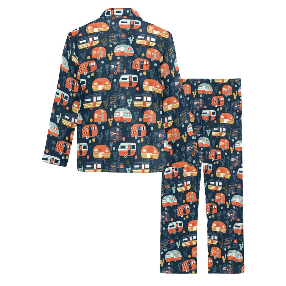 Camper Van Pattern Print Design 05 Men's Long Pajama Set