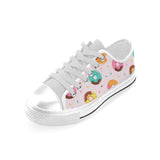 Donut pattern glaze pink background Men's Low Top Shoes White