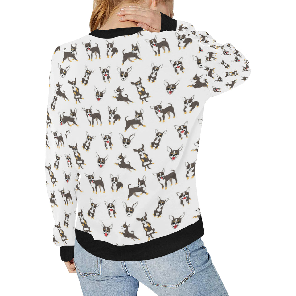 Chihuahua dog pattern Women's Crew Neck Sweatshirt