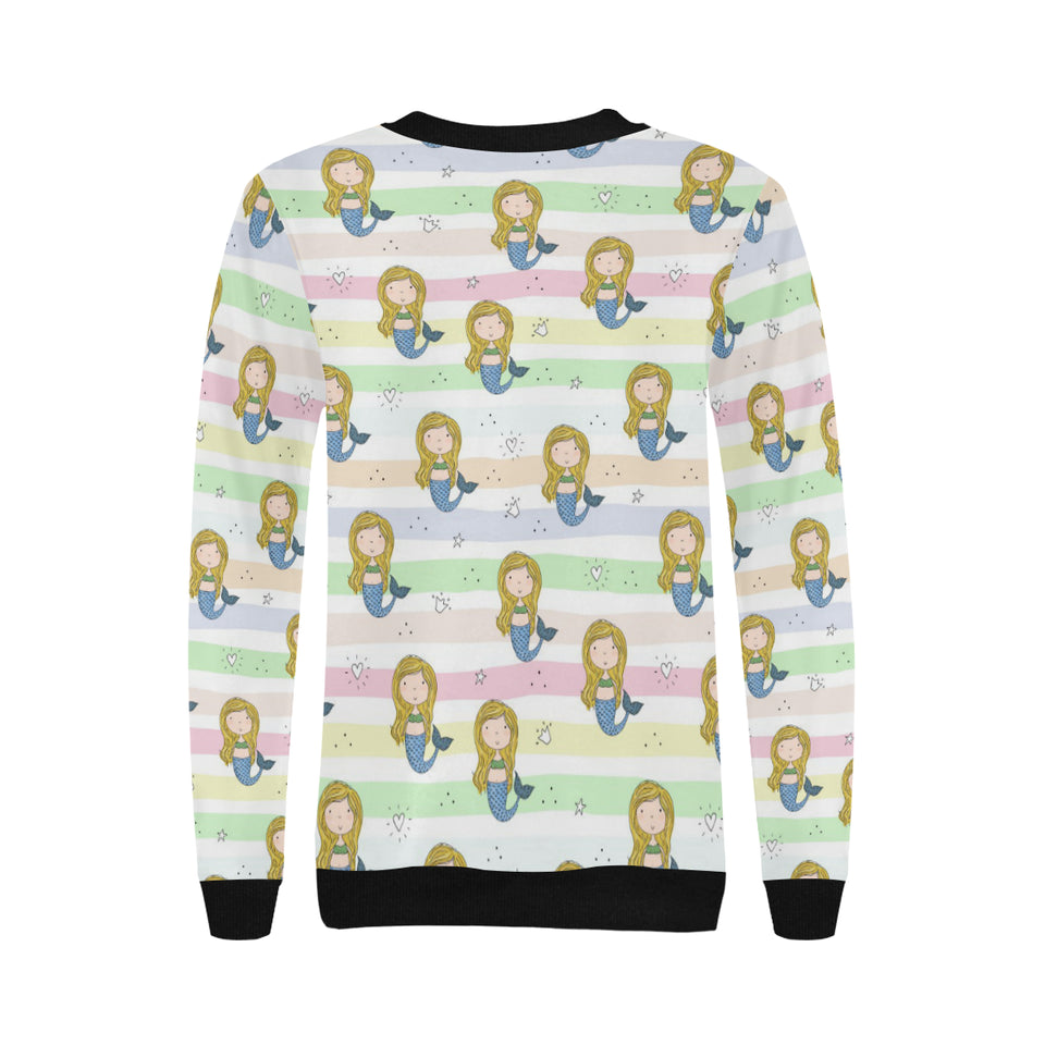 Cute hand drawn mermaid Women's Crew Neck Sweatshirt