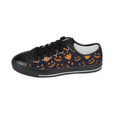 Halloween pattern Pumpkin background Kids' Boys' Girls' Low Top Canvas Shoes Black