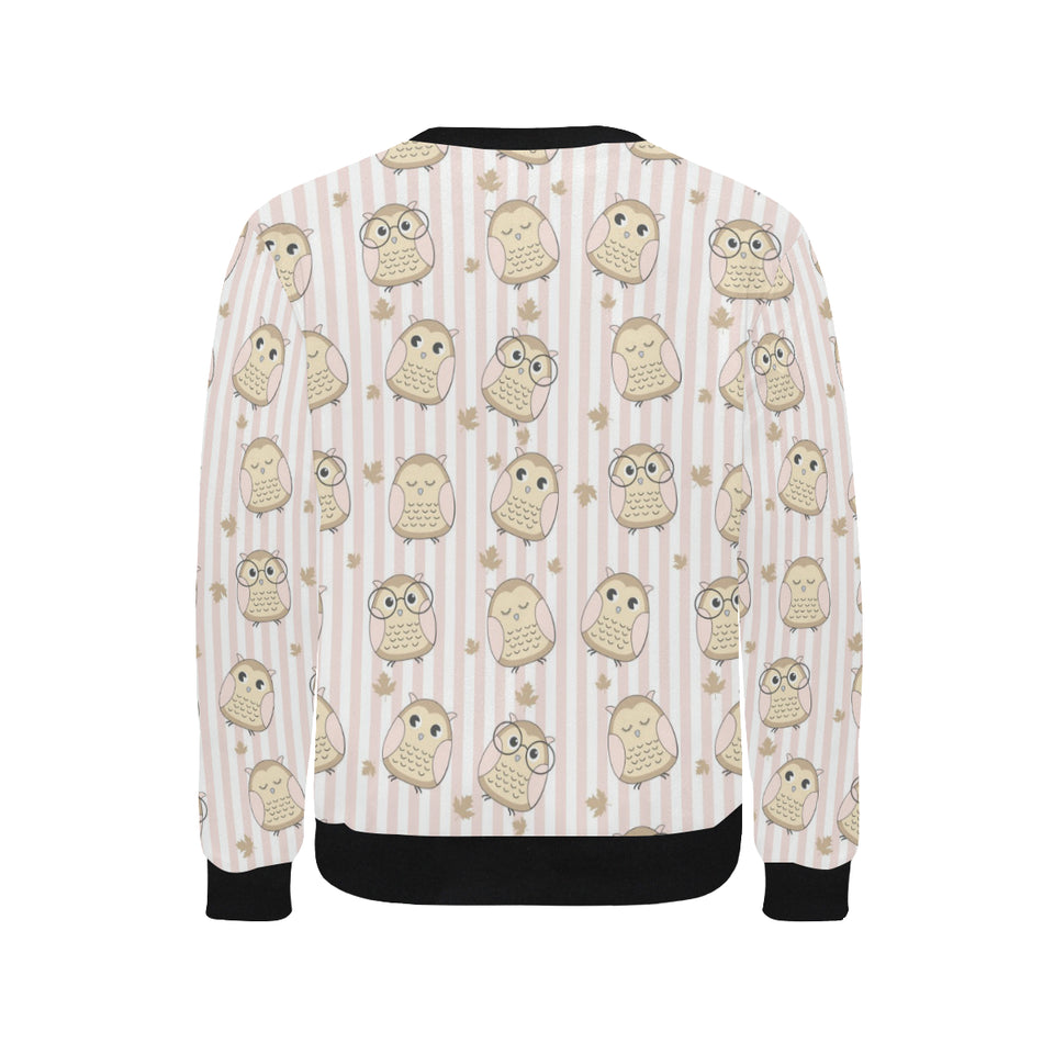 cute owl leaf Men's Crew Neck Sweatshirt