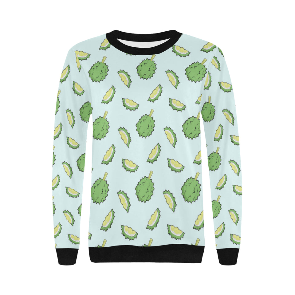 Durian pattern blue background Women's Crew Neck Sweatshirt