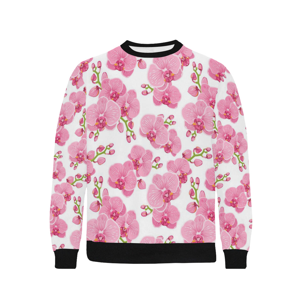 pink purple orchid pattern background Men's Crew Neck Sweatshirt