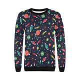 colorful space pattern planet star Women's Crew Neck Sweatshirt