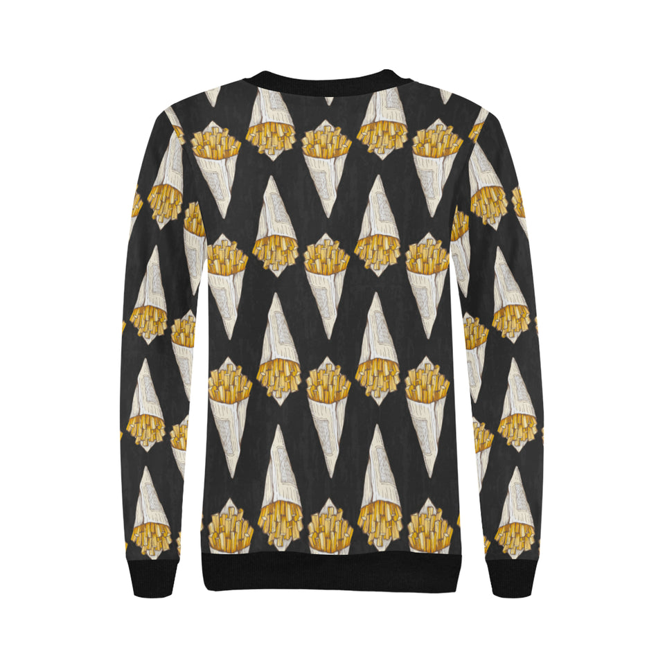 French fries dark background Women's Crew Neck Sweatshirt