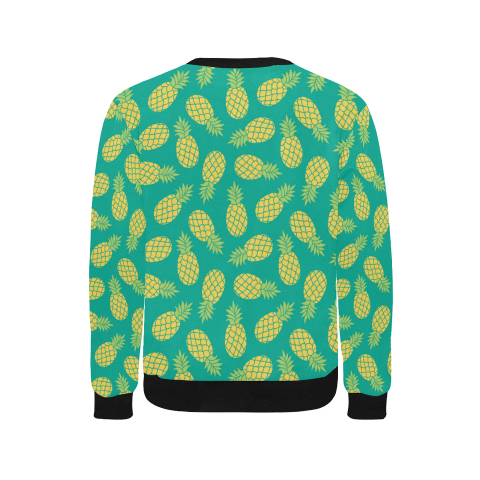 Pineapples pattern green background Men's Crew Neck Sweatshirt